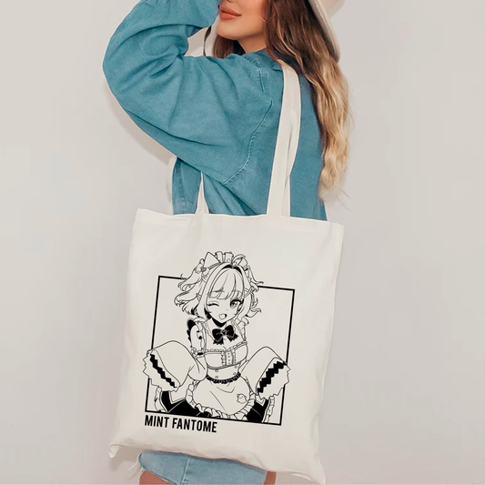 Mint Fantome Tote Bag Vtuber Tote Bag Mint Fantome Fan Merch Cotton Canvas Tote Bag Eco Tote Bag Sustainable Bag Kawaii Tote Bag Maid Mint merch