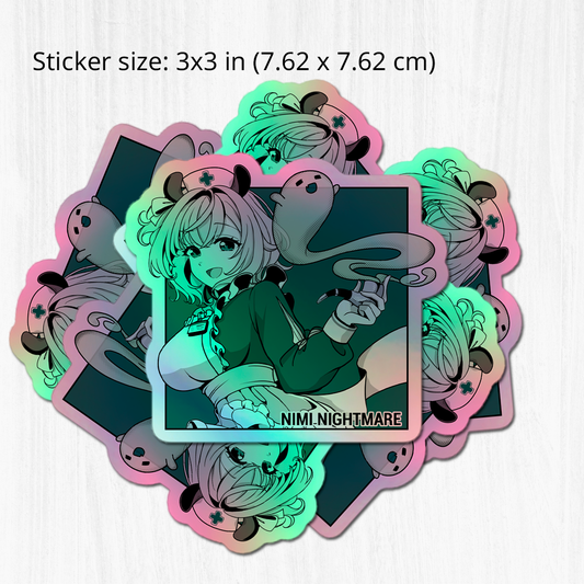 Nimi Nightmare holographic Sticker, Vtuber Stickers, Kiss Cut Stickers 3"x3", Nimi Nightmare Stickers, Stationery Stickers, Nimi Nightmare Merch, Vtuber merch