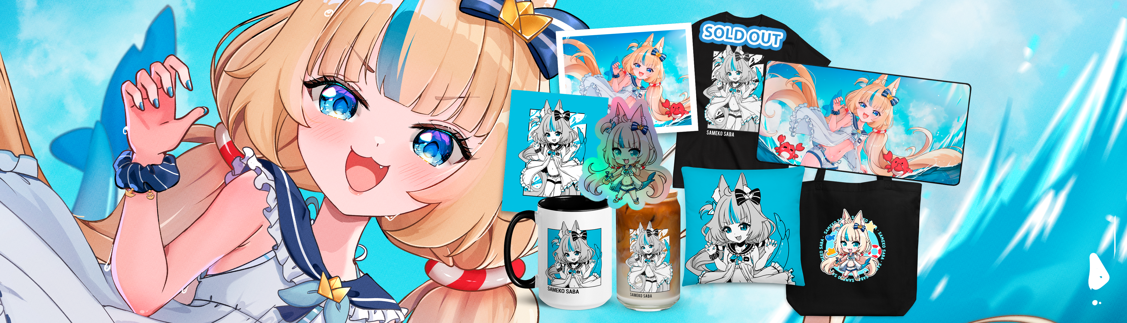 sameko saba merch, sameko saba collection, vtuber merch, sameko saba goods, sameko saba products, vtuber collection, vtuber merch for sale