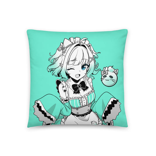 Mint Fantome Throw Pillow, Vtuber Throw Pillows, Gift for Vtuber Fan, Mint Fantome Throw Pillow, Decorative Pillow, Maid Mint Merch