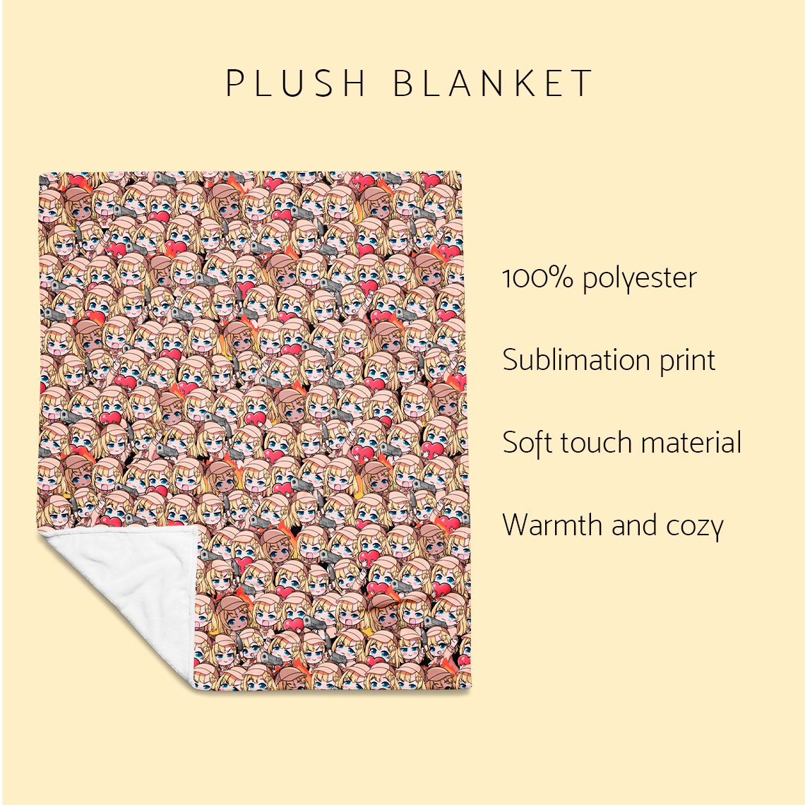 Amelia Watson Plush fleece blanket – soft cozy anime blanket for VTuber fans, Hololive Amelia Watson merch, warm throw blanket for gaming, streaming, bedroom, or couch, perfect gift for anime lovers and gamers, VTuber blanket for Hololive fans, anime bedroom decor, kawaii gamer gift, streamer room aesthetic