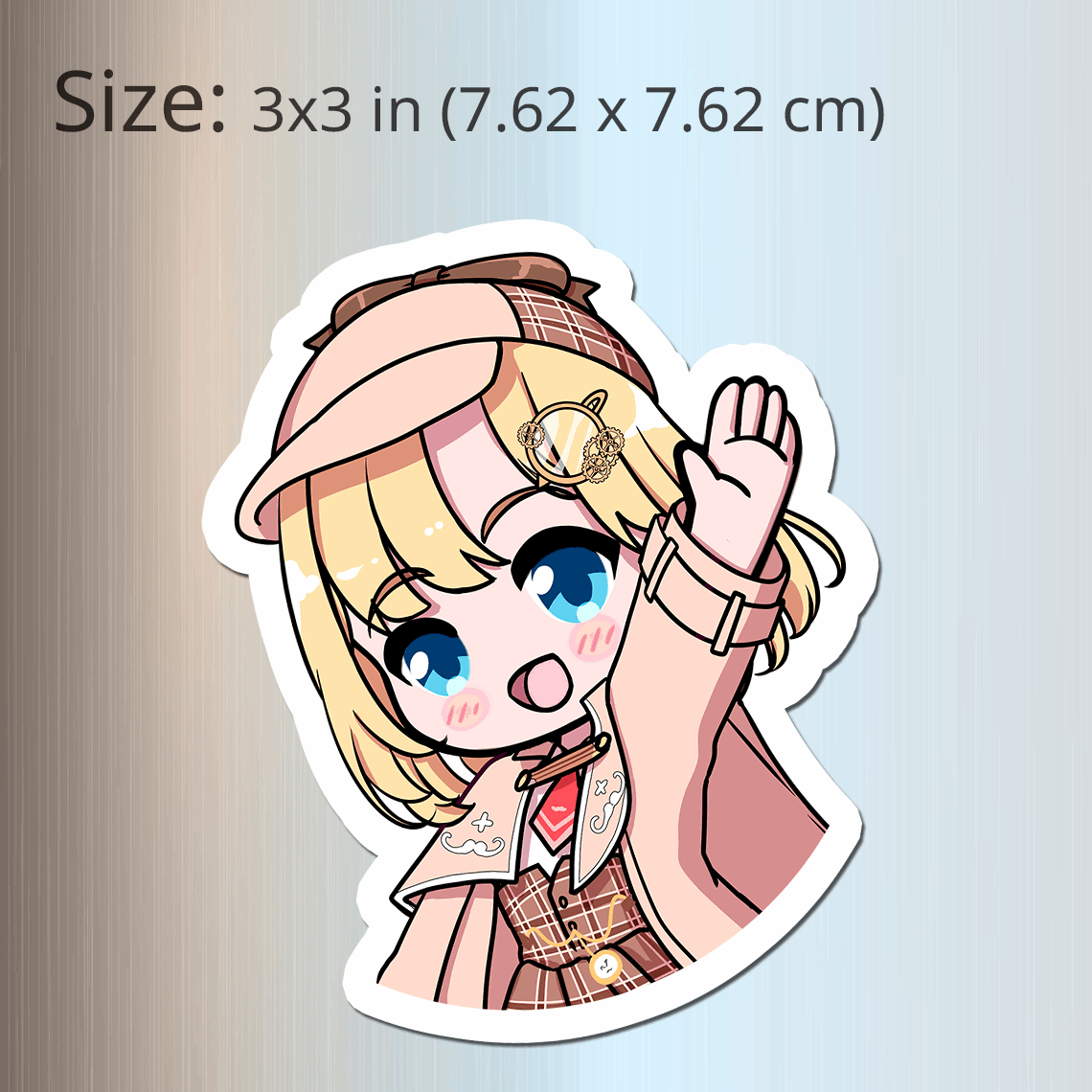 Amelia Watson Fridge Magnet Die Cut Vtuber Magnets 3″ × 3″ Vtuber Merch Hololive Merch Amelia Watson Fan Vtuber Fan Vtuber Magnet