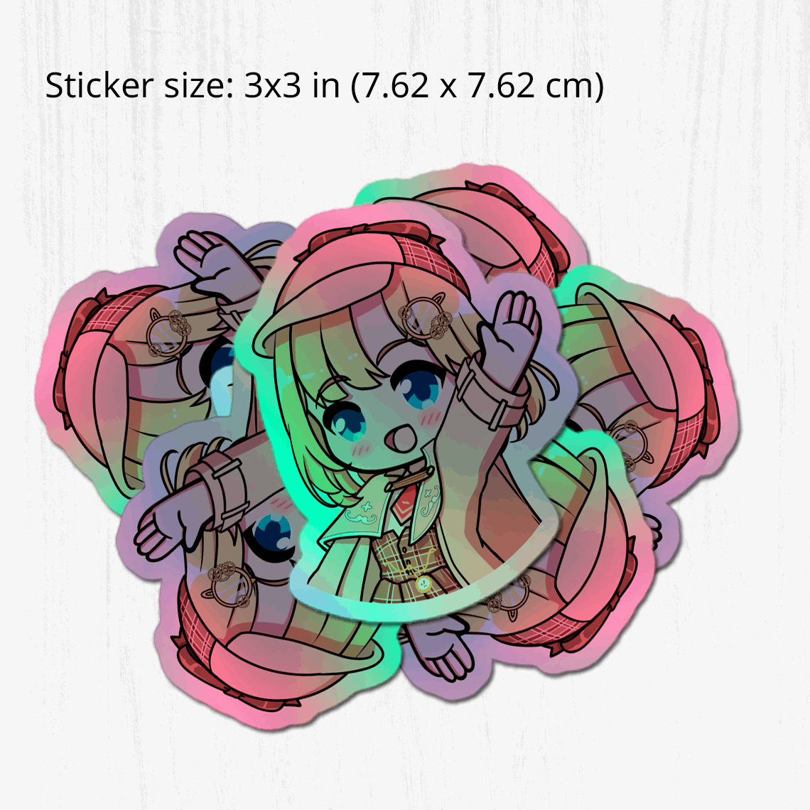 Amelia Watson Holographic stickers Vtuber Stickers Kiss Cut Stickers 3"x3" Hololive Stickers Stationery Stickers Amelia Watson Vtuber merch