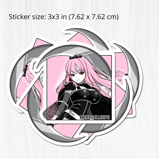 Mori Calliope Sticker, Mori Calliope Stickers, Kiss Cut Stickers 3"x3", Mori Calliope Stickers, Stationery Stickers, Hololive Merch, Mori Calliope merch