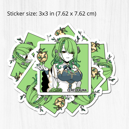 Ceres Fauna Sticker, Ceres Fauna Stickers, Kiss Cut Stickers 3"x3", Ceres Fauna Stickers, Stationery Stickers, Hololive Merch, Ceres Fauna merch