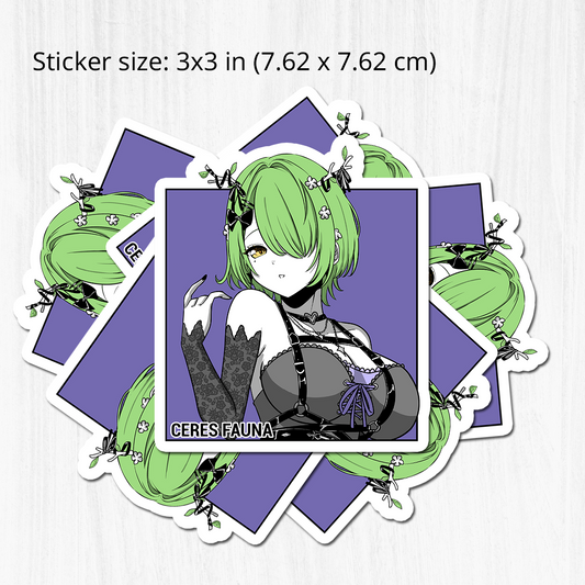 Goth Ceres Fauna Sticker, Goth Ceres Fauna Stickers, Kiss Cut Stickers 3"x3", Goth Ceres Fauna Stickers, Stationery Stickers, Hololive Merch, Goth Ceres Fauna merch
