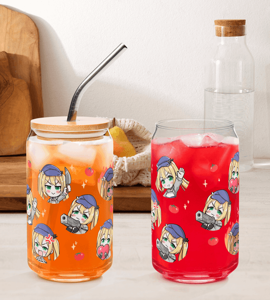 Dokibird Glass Tumbler With Straw And Lid Vtuber Waifu Cup Beer Can Iced Coffee Glass Dokibird Cup Dokibird Glass Waifu Cup