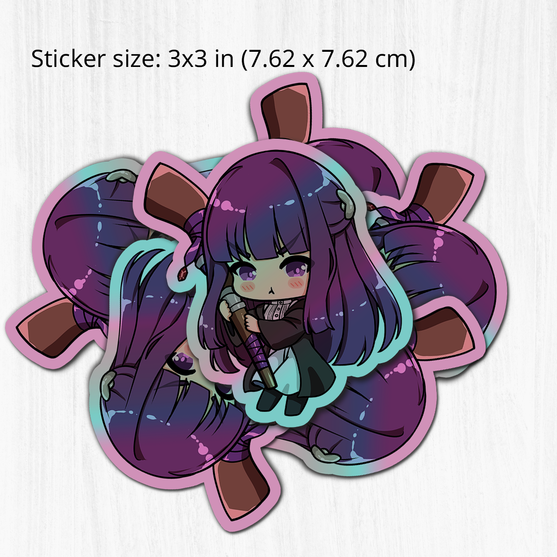 Fern holographic Sticker, Anime Stickers, Kiss Cut Stickers 3"x3", Sōsō no Frieren Stickers, Frieren: Beyond Journey's End Stickers, Stationery Stickers, Frieren Merch, Anime stickers