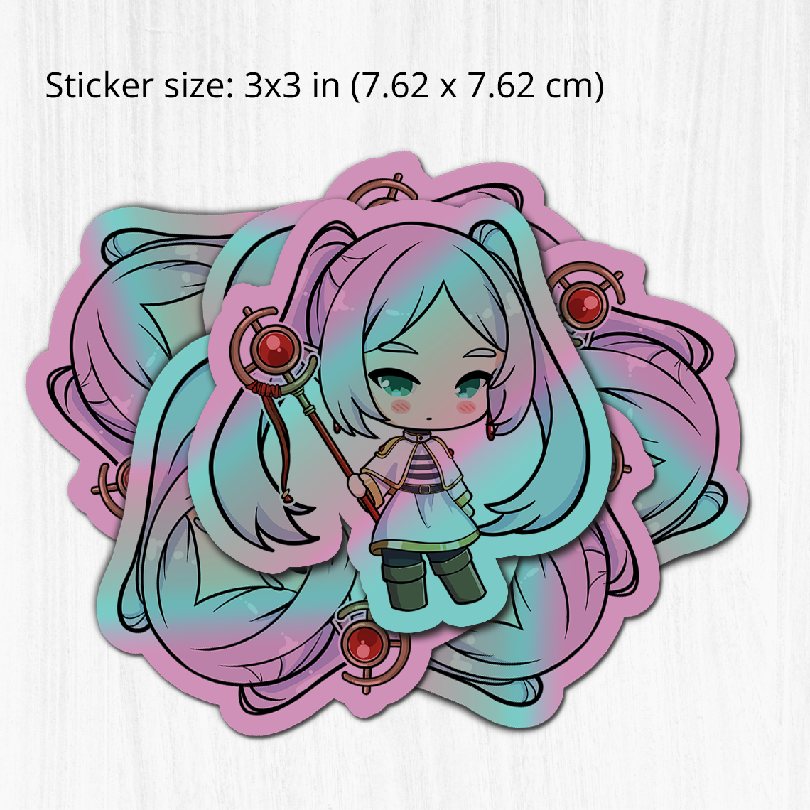 Frieren holographic Sticker, Anime Stickers, Kiss Cut Stickers 3"x3", Sōsō no Frieren Stickers, Frieren: Beyond Journey's End Stickers, Stationery Stickers, Frieren Merch, Anime stickers