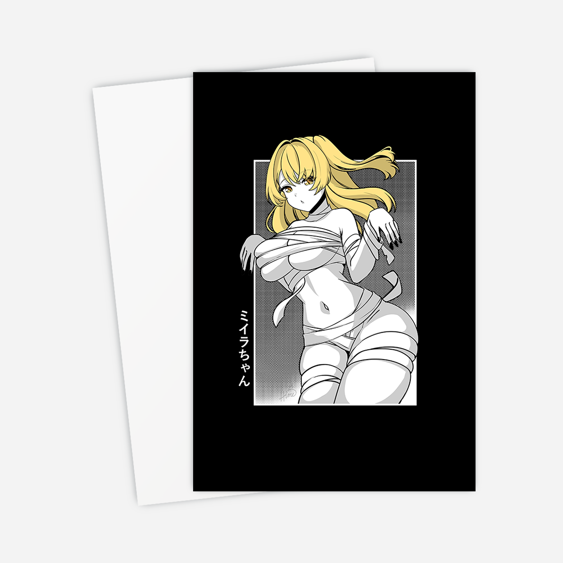 Mummy Girl Postcard Halloween mini Poster Gift for Game Fan Anime Waifu Postcard Cool Anime-Inspired stationary Waifu mini Poster Orihime Studio Merch