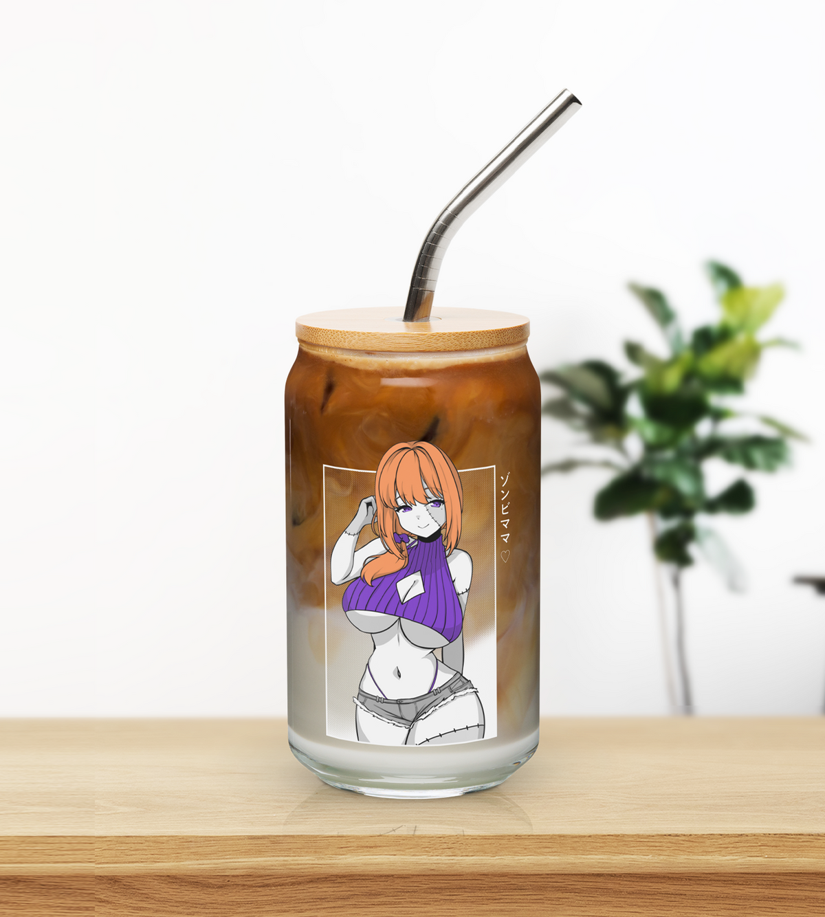 Zombie Mom Glass Tumbler With Straw And Lid Halloween Anime Waifu Cup Beer Can Iced Coffee Glass Halloween Cup Anime Glass Waifu Cup Orihime Studio Merch