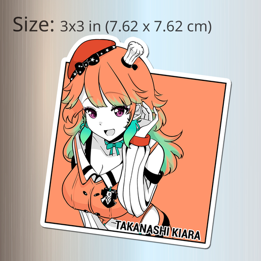 Takanashi Kiara Fridge Magnet, Die Cut Takanashi Kiara Magnets 3″ × 3″, Hololive Merch, Takanashi Kiara Merch, Takanashi Kiara Magnet, Takanashi Kiara Fan