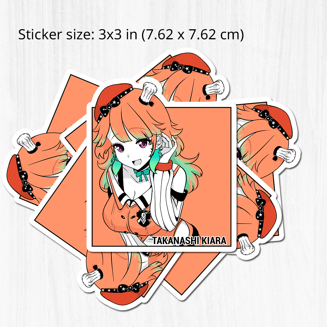 Takanashi Kiara Sticker, Takanashi Kiara Stickers, Kiss Cut Stickers 3"x3", Takanashi Kiara Stickers, Stationery Stickers, Hololive Merch, Takanashi Kiara merch