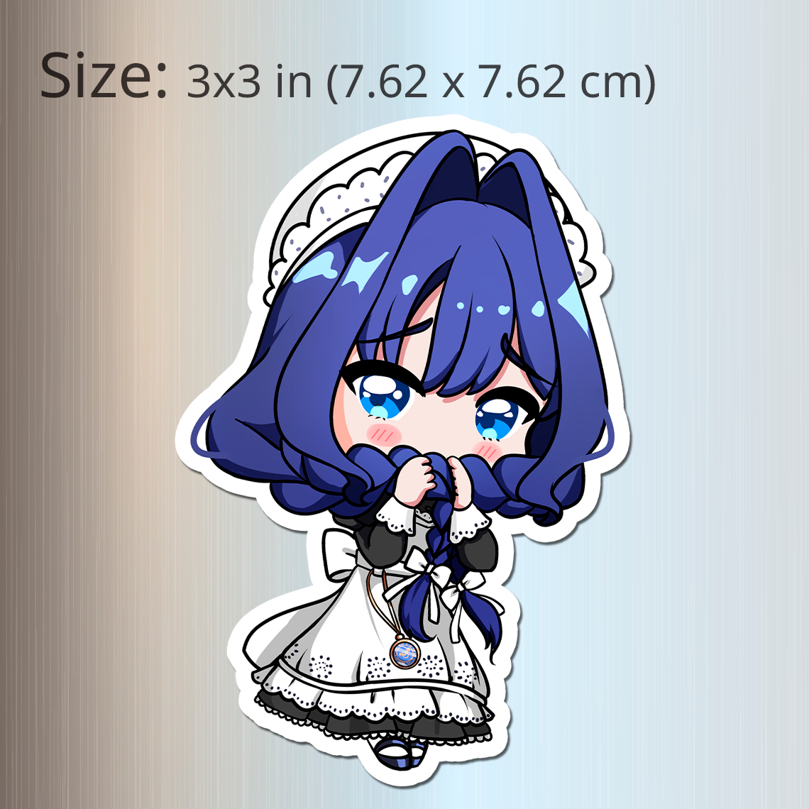 Ouro Kronii Maid Fridge Magnet, Die Cut Ouro Kronii Maid Magnets 3″ × 3″, Hololive Merch, Kronii Merch, Ouro Kronii Maid Magnet, Ouro Kronii Maid Fan