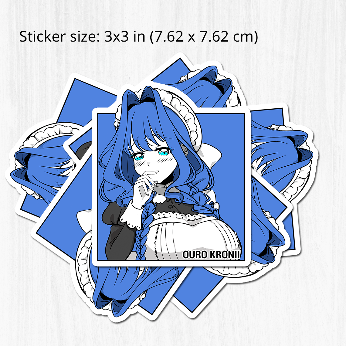 Ouro Kronii Maid Sticker, Ouro Kronii Maid Stickers, Kiss Cut Stickers 3"x3", Ouro Kronii Maid Stickers, Stationery Stickers, Hololive Merch, Kronii merch