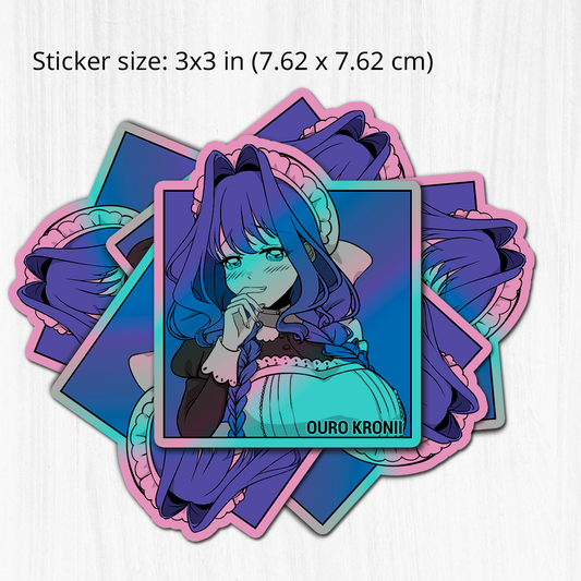 Ouro Kronii Maid Sticker, Ouro Kronii Maid Stickers, Kiss Cut Stickers 3"x3", Ouro Kronii Maid Stickers, Stationery Stickers, Hololive Merch, Kronii merch