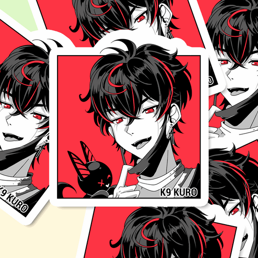 Vshojo K9 Kuro Sticker, Vtuber Stickers, Kiss Cut Stickers 3"x3", K9 Kuro Stickers, Stationery Stickers, K9 Kuro Merch, Vtuber merch