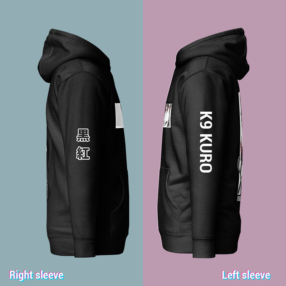 K9 Kuro Unisex Hoodie, Kuro Kurenai Hoodie, Gift for Anime Lover, Gift for Vtuber Fan, Cool Vtuber Hoodie, Vshojo