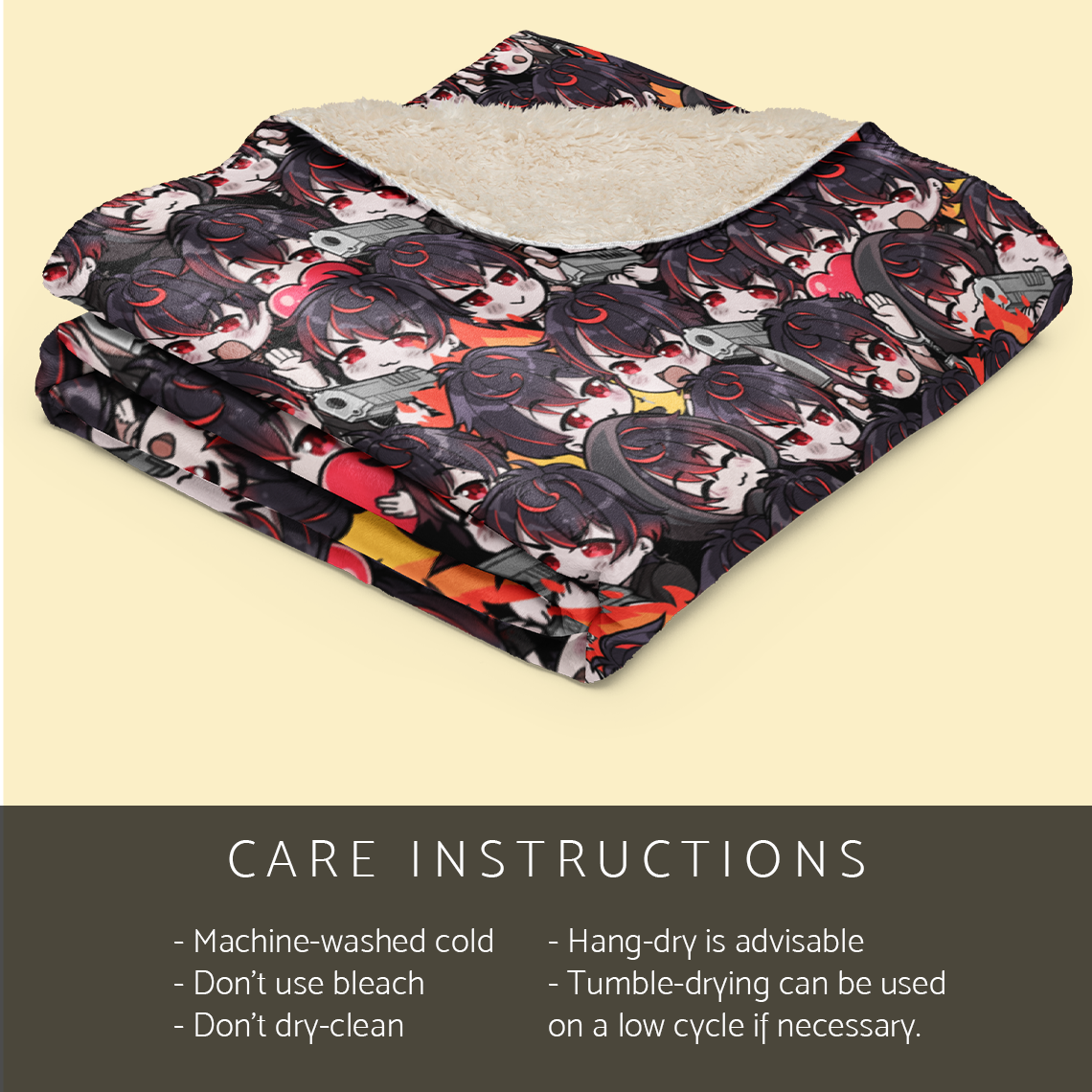 K9 Kuro Sherpa fleece blanket – soft cozy anime blanket for VTuber fans, Vshojo K9 Kuro merch, warm throw blanket for gaming, streaming, bedroom, or couch, perfect gift for anime lovers and gamers, VTuber blanket for Vshojo fans, anime bedroom decor, kawaii gamer gift, streamer room aesthetic