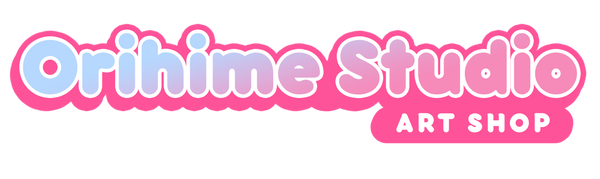 orihime studio logo, orihime studio store, orihime studio shop, art shop, vtuber merch, anime merch, games merch, art prints, deskmats, merch for vtuber fans