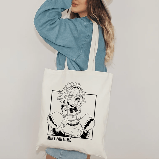 Mint Fantome Tote Bag Vtuber Tote Bag Mint Fantome Fan Merch Cotton Canvas Tote Bag Eco Tote Bag Sustainable Bag Kawaii Tote Bag Maid Mint merch