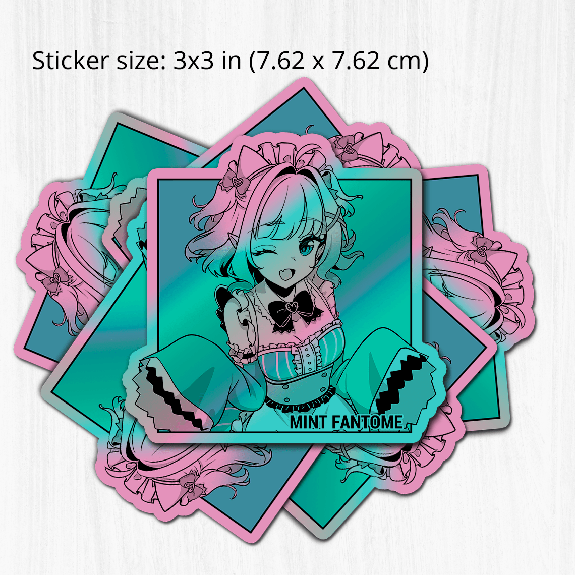 Mint Fantome Sticker, Mint Fantome Stickers, Kiss Cut Stickers 3"x3", Mint Fantome Stickers, Stationery Stickers, Maid Mint Merch, Maid Mint merch