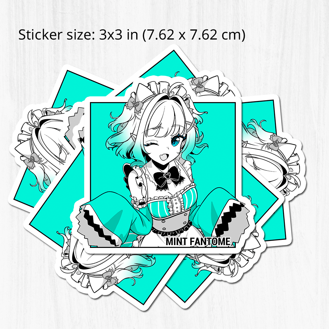 Mint Fantome Sticker, Mint Fantome Stickers, Kiss Cut Stickers 3"x3", Maid Mint Stickers, Stationery Stickers,Mint Fantome Merch, Mint Fantome merch