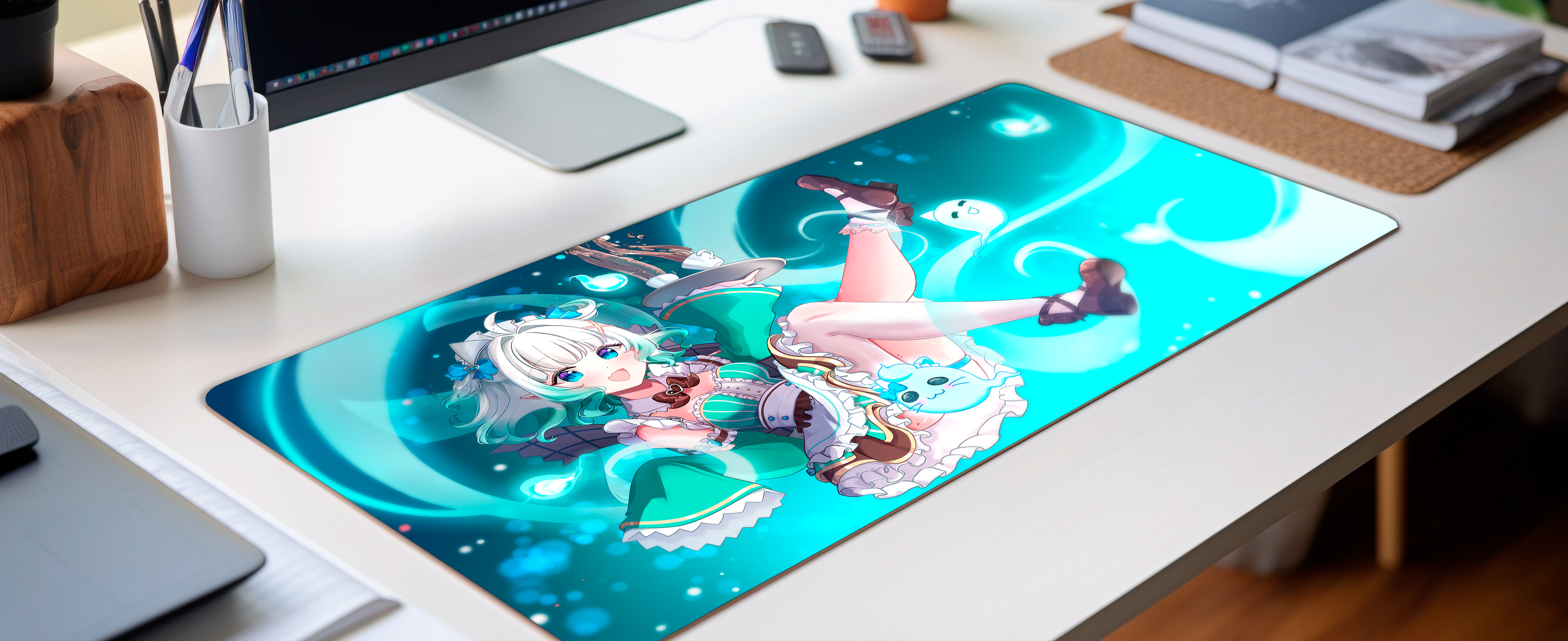Mint Fantome merch, vtuber merch, Mint Fantome mug, Waifu Cup, Vtuber fan merch, Maid mint merch, maid mint vtuber deskmat