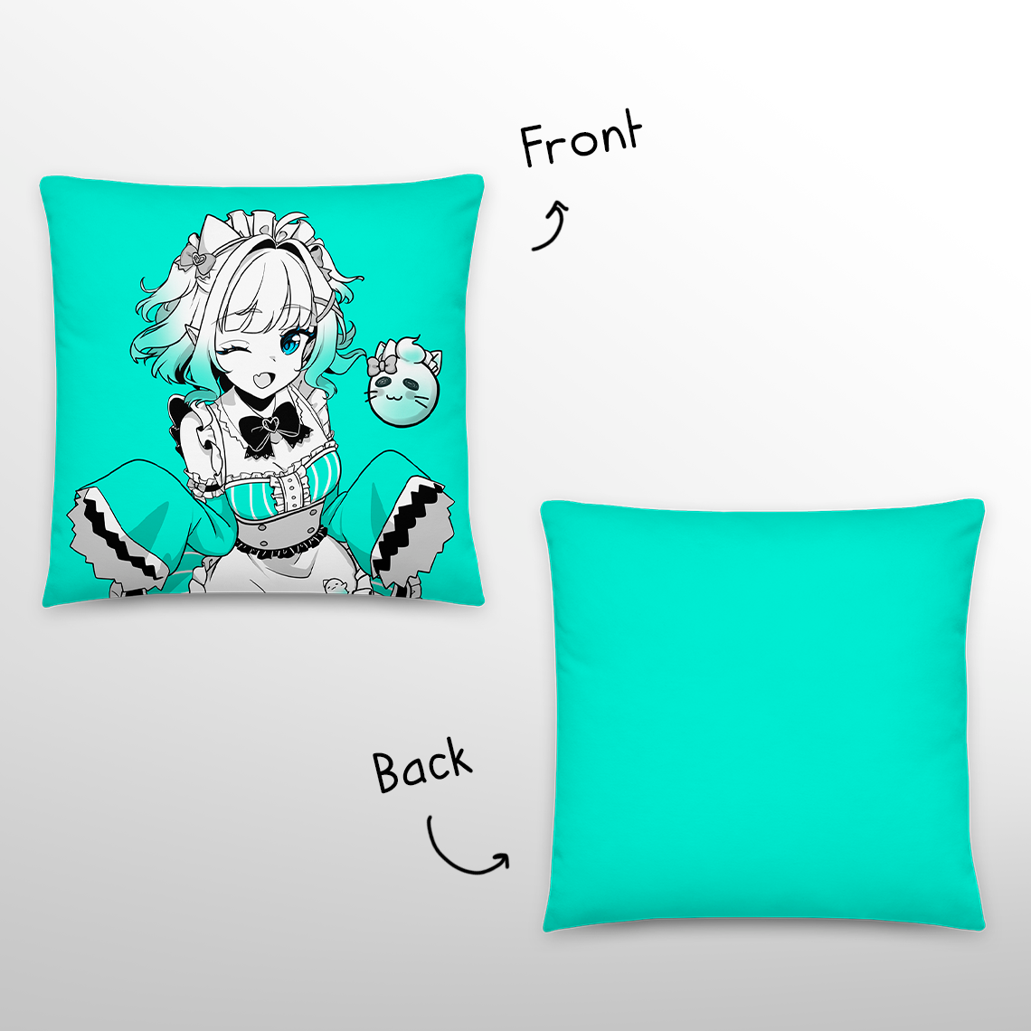 Mint Fantome Throw Pillow, Vtuber Throw Pillows, Gift for Vtuber Fan, Mint Fantome Throw Pillow, Decorative Pillow, Maid Mint Merch