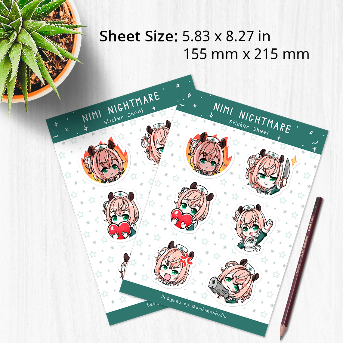 Nimi Nightmare Sticker, Vtuber Stickers, Kiss Cut Stickers 3"x3", Nimi Nightmare Stickers, Stationery Stickers, Nimi Nightmare Merch, Vtuber merch