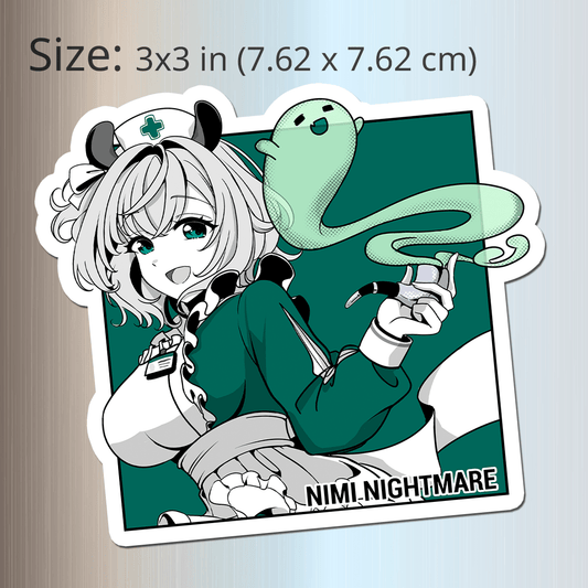 Nimi Nightmare Fridge Magnet, Die Cut Vtuber Magnets 3″ × 3″, Vtuber Merch, Nimi Nightmare Merch, Nimi Nightmare Magnet, Nimi Nightmare Fan