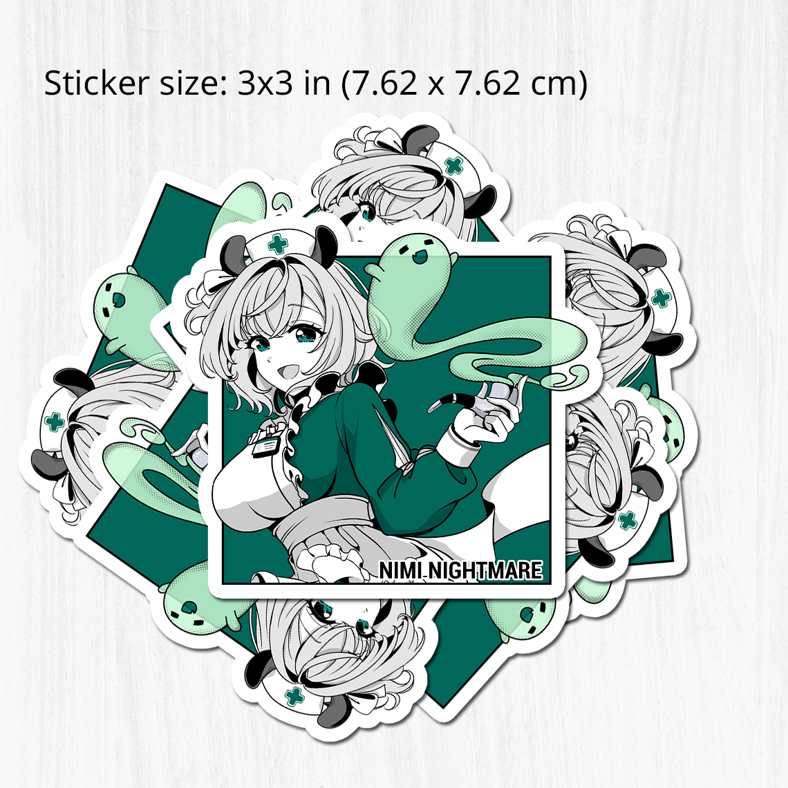 Nimi Nightmare Sticker, Vtuber Stickers, Kiss Cut Stickers 3"x3", Nimi Nightmare Stickers, Stationery Stickers, Nimi Nightmare Merch, Vtuber merch