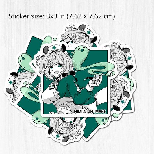 Nimi Nightmare Sticker, Vtuber Stickers, Kiss Cut Stickers 3"x3", Nimi Nightmare Stickers, Stationery Stickers, Nimi Nightmare Merch, Vtuber merch