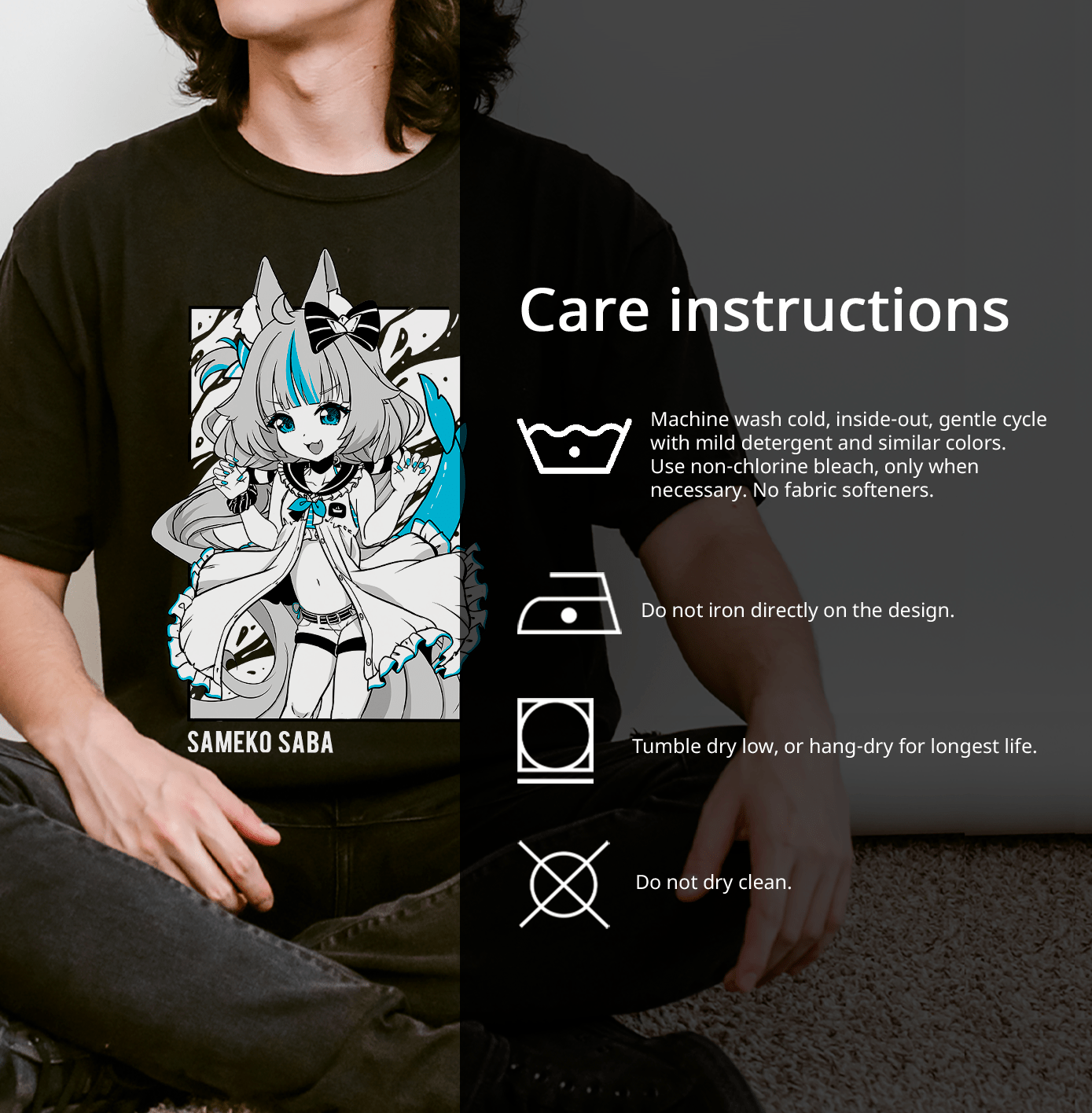 Sameko Saba T-Shirt Vtuber Shirt Sameko Saba Tee Gift for Vtuber Fan Anime Waifu Shirt Cool Vtuber Tee Waifu T-Shirt Sameko Saba Merch