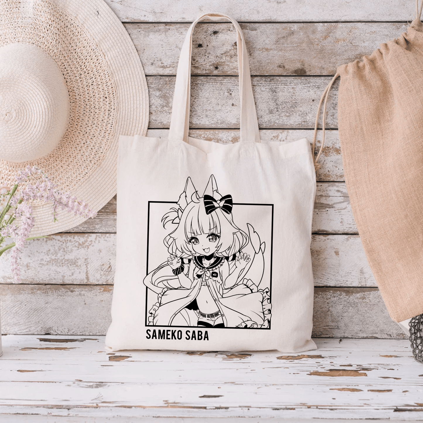 Sameko Saba Tote Bag Vtuber Tote Bag Sameko Saba Fan Merch Cotton Canvas Tote Bag Eco Tote Bag Sustainable Bag Kawaii Tote Bag Sameko Saba merch