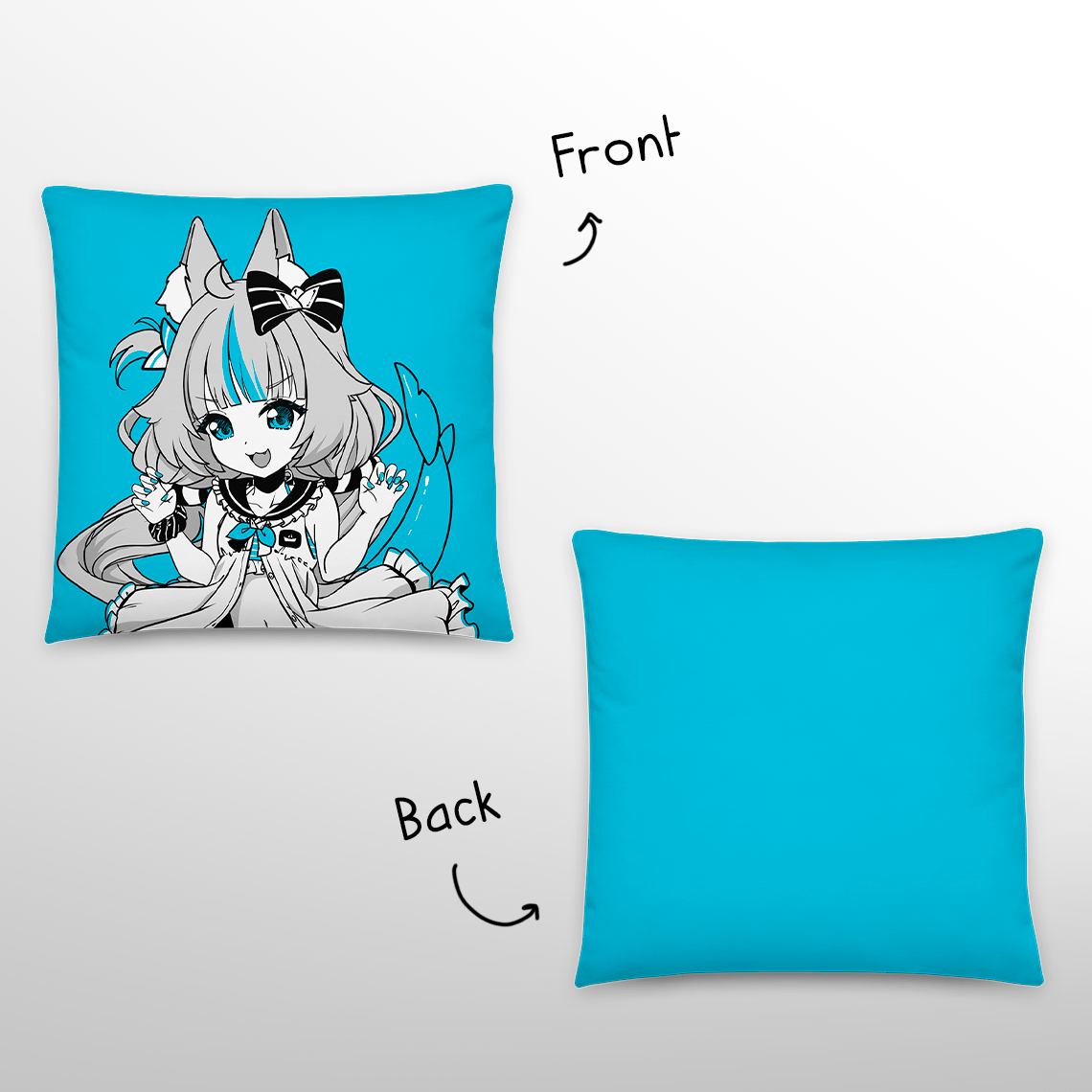 Sameko Saba Throw Pillow, Vtuber Throw Pillows, Gift for Vtuber Fan, Sameko Saba Throw Pillow, Decorative Pillow, Sameko Saba Merch