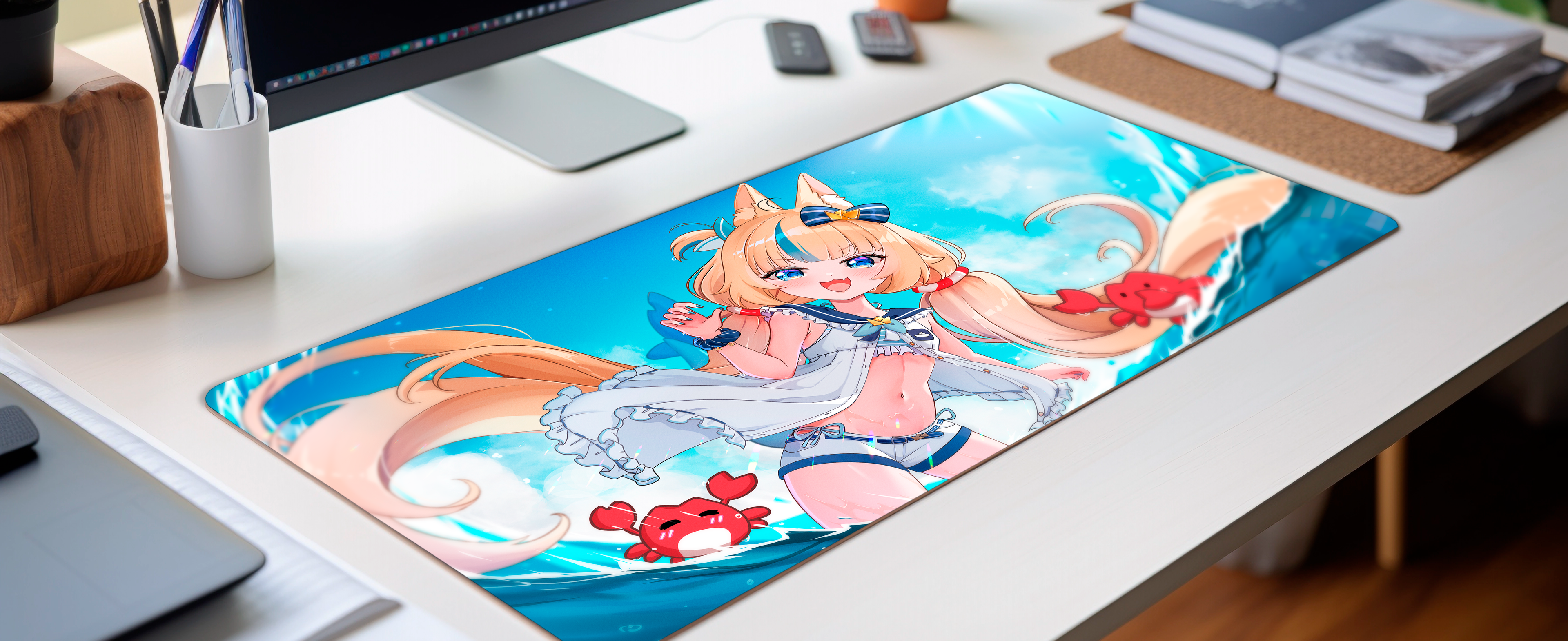 sameko saba XXL mousepad, sameko saba desk mat, sameko saba merch, sameko saba vtuber, sameko saba fan