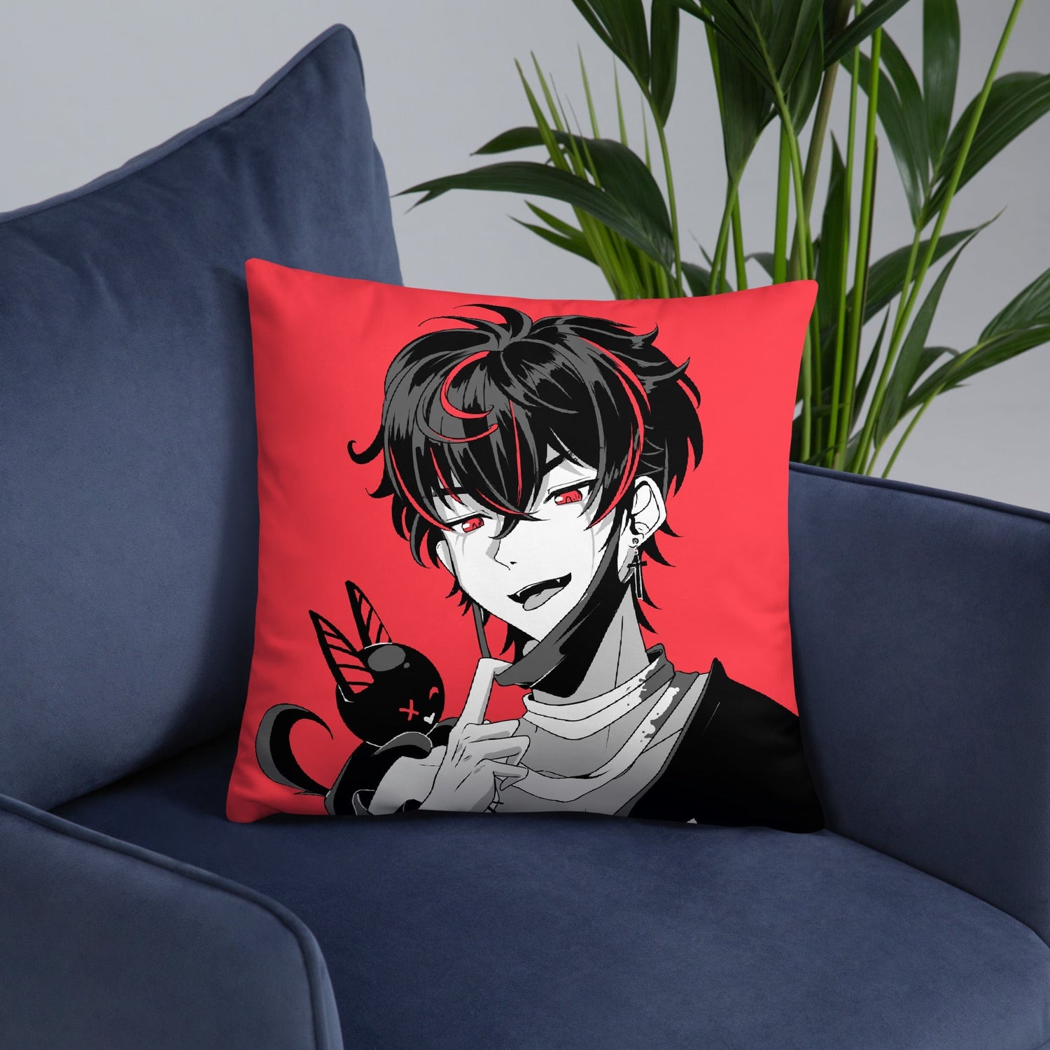 Add a touch of fandom to your space! Fan-made Throw Pillows featuring anime, VTuber, and game designs — illustrated merch by Hime.
