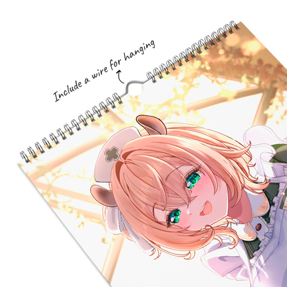 High-quality waifu VTuber wall and desktop calendars featuring 12 vibrant poster-style art prints inspired by Hololive, Sameko Saba, Nimi Nightmare, and Mint Fantome; perfect anime merch for VTuber fans and collectors illustrated by Orihime Studio