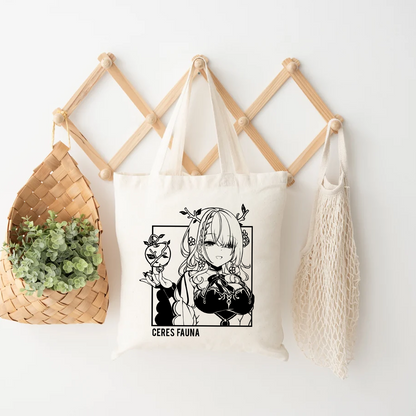Ceres Fauna Tote Bag Vtuber Tote Bag Ceres Fauna Fan Merch Cotton Canvas Tote Bag Eco Ceres Fauna Tote Bag Sustainable Bag Kawaii Tote Bag hololive merch