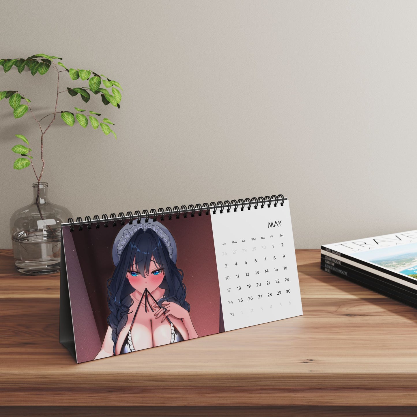 High-quality waifu VTuber wall and desktop calendars featuring 12 vibrant poster-style art prints inspired by Hololive, Sameko Saba, Nimi Nightmare, and Mint Fantome; perfect anime merch for VTuber fans and collectors lllustrated by Orihime Studio