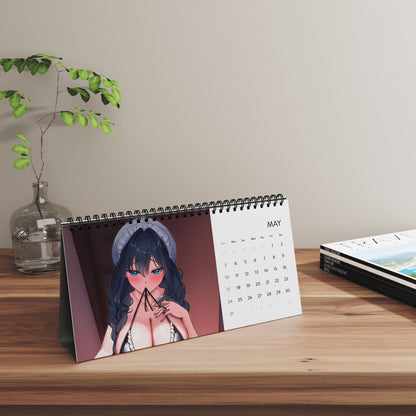 High-quality waifu VTuber wall and desktop calendars featuring 12 vibrant poster-style art prints inspired by Hololive, Sameko Saba, Nimi Nightmare, and Mint Fantome; perfect anime merch for VTuber fans and collectors lllustrated by Orihime Studio