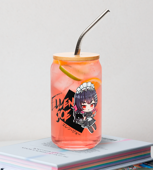 Ellen Joe Zenless Zone Zero Glass Tumbler With Straw And Lid Waifu Cup Beer Can Iced Coffee Glass Ellen Joe Zenless Zone Zero Cup Ellen Joe Glass Waifu Cup