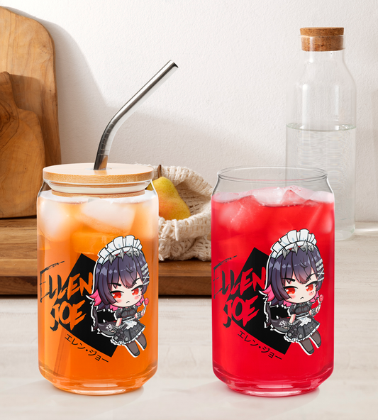 Ellen Joe Zenless Zone Zero Glass Tumbler With Straw And Lid Waifu Cup Beer Can Iced Coffee Glass Ellen Joe Zenless Zone Zero Cup Ellen Joe Glass Waifu Cup