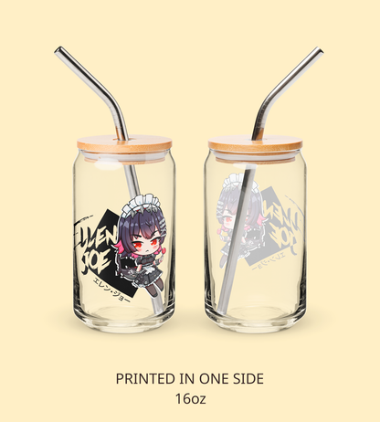 Ellen Joe Zenless Zone Zero Glass Tumbler With Straw And Lid Waifu Cup Beer Can Iced Coffee Glass Ellen Joe Zenless Zone Zero Cup Ellen Joe Glass Waifu Cup