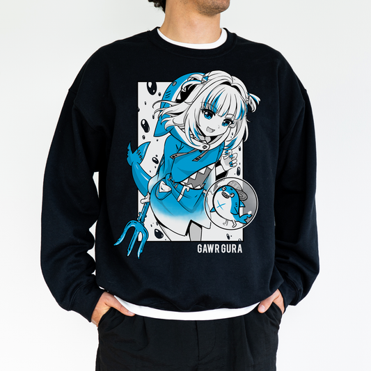 Gawr Gura Sweatshirt Vtuber Crewneck Hololive Shirt Gift for Vtuber Fan Vtuber Waifu Shirt Cool Vtuber Hololive Gawr Gura Sweatshirt Gawr Gura Merch