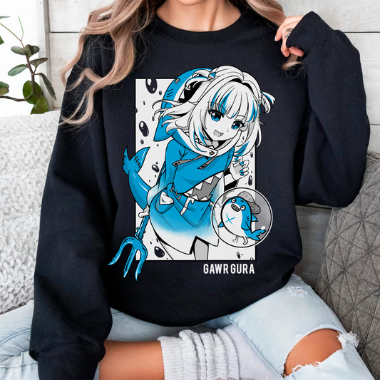 Gawr Gura Sweatshirt Vtuber Crewneck Hololive Shirt Gift for Vtuber Fan Vtuber Waifu Shirt Cool Vtuber Hololive Gawr Gura Sweatshirt Gawr Gura Merch