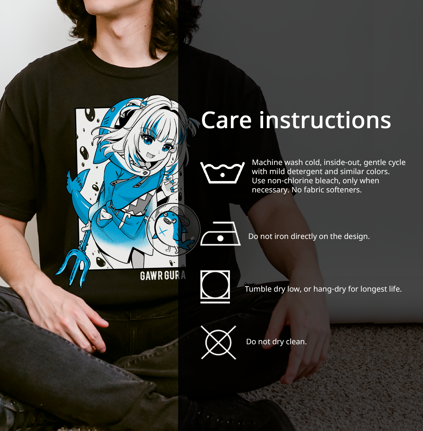 Gawr Gura T-Shirt Vtuber Shirt Hololive Tee Gift for Vtuber Fan Anime Waifu Shirt Cool Vtuber Tee Waifu T-Shirt Gawr Gura Merch