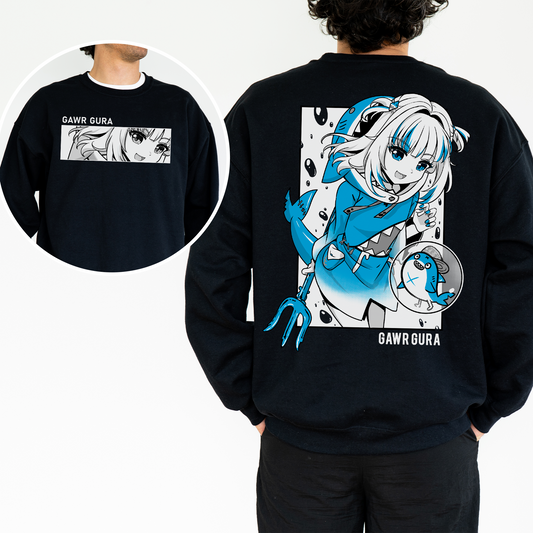 Gawr Gura Sweatshirt Vtuber Crewneck Hololive Shirt Gift for Vtuber Fan Vtuber Waifu Shirt Cool Vtuber Hololive Gawr Gura Sweatshirt Gawr Gura Merch