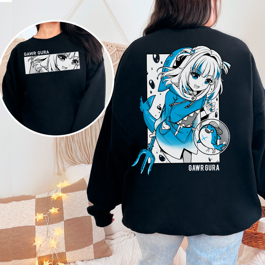 Gawr Gura Sweatshirt Vtuber Crewneck Hololive Shirt Gift for Vtuber Fan Vtuber Waifu Shirt Cool Vtuber Hololive Gawr Gura Sweatshirt Gawr Gura Merch